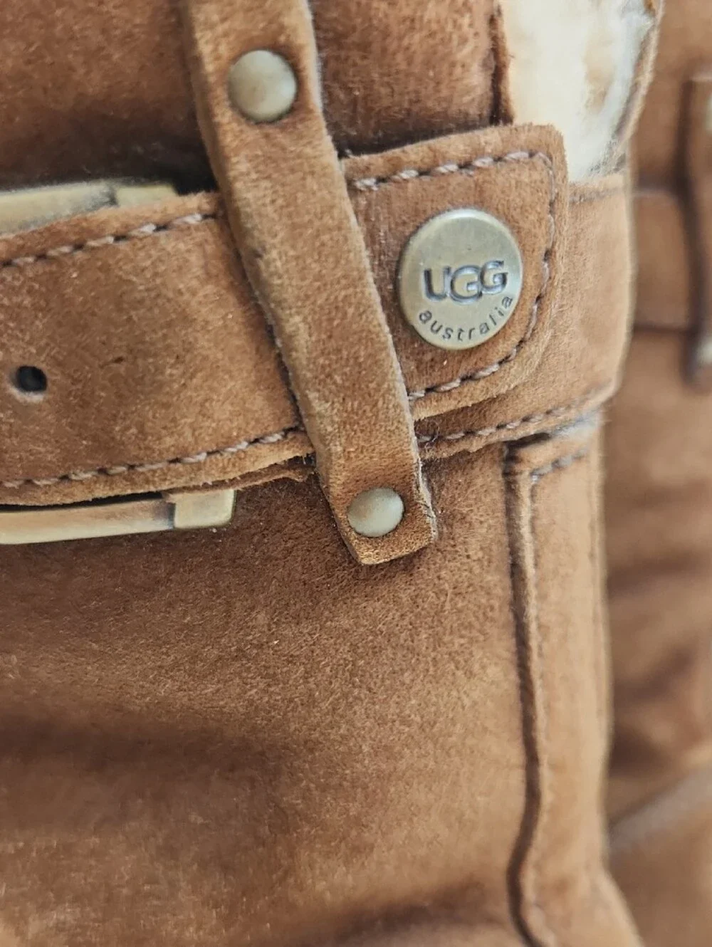 UGG Brown Suede Shearling-Lined Mid-Calf Boots